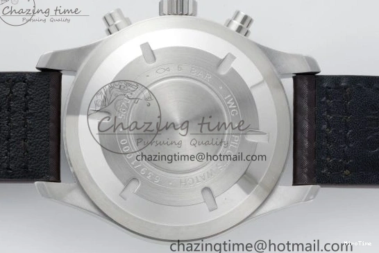 MIROTIME 0503 Pilot Chrono SS AZF 1:1 Best Edition Black Dial Orange Markers on Brown Leather Strap A EasyCare 7065